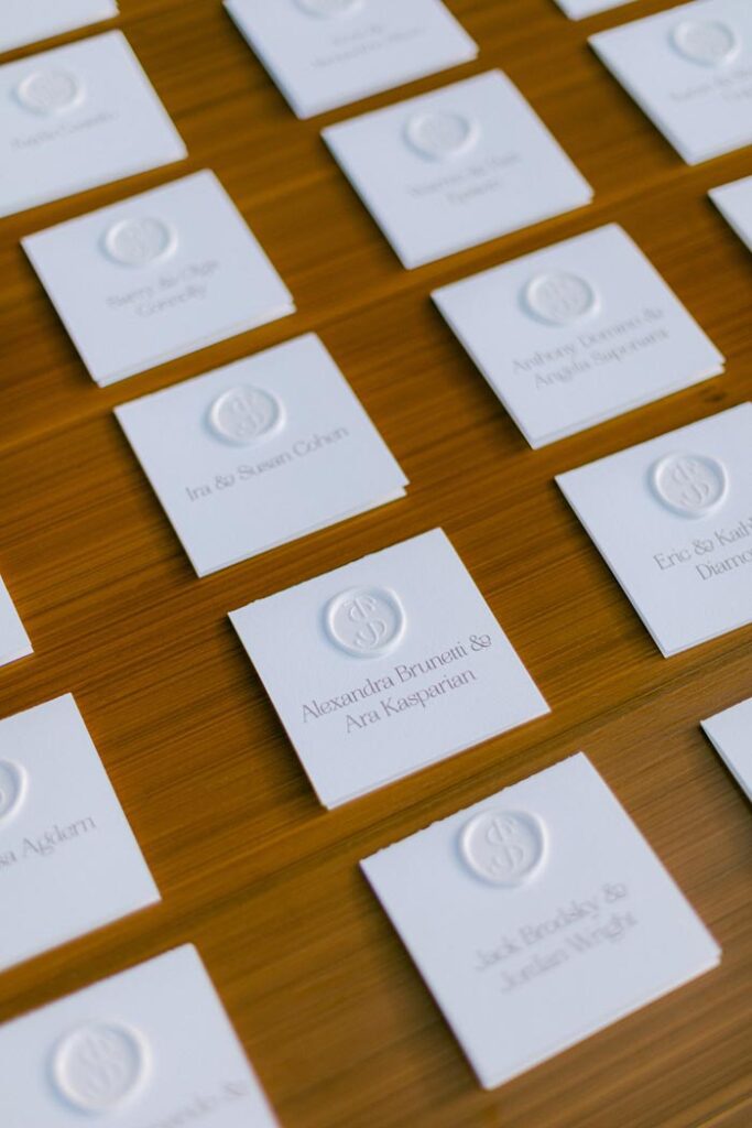 wedding escort cards with wax seal