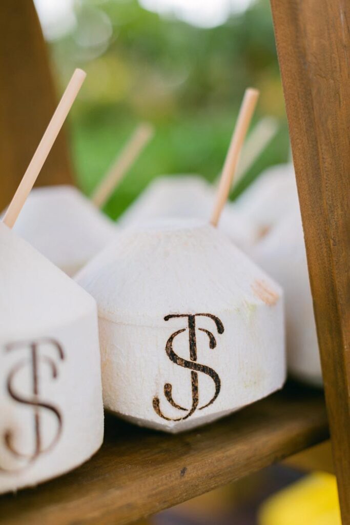 monogrammed coconut cocktails