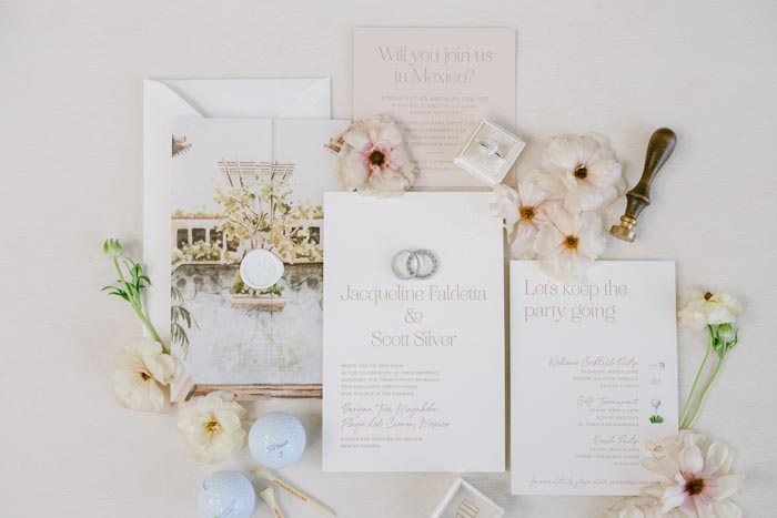 wedding invitation flatlay