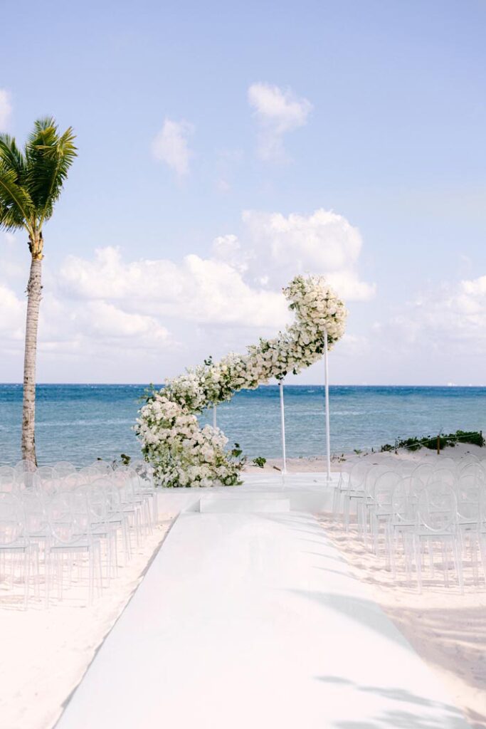 asymmetrical floral ceremony arch